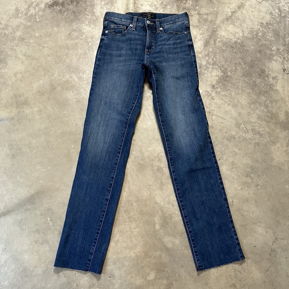 Banana Republic Jeans Womens Size 24/00 Tall Blue High Rise Slim Fit Raw Hem